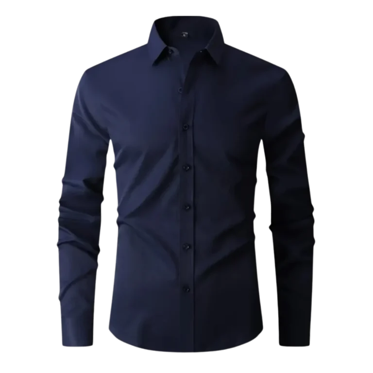 Custom-made navy blue dress shirt for men manufactured in Malaysia