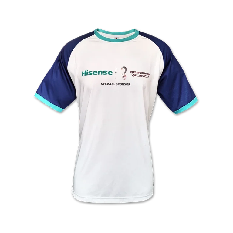 Custom-made soccer uniform featuring branding on the chest manufactured in Malaysia