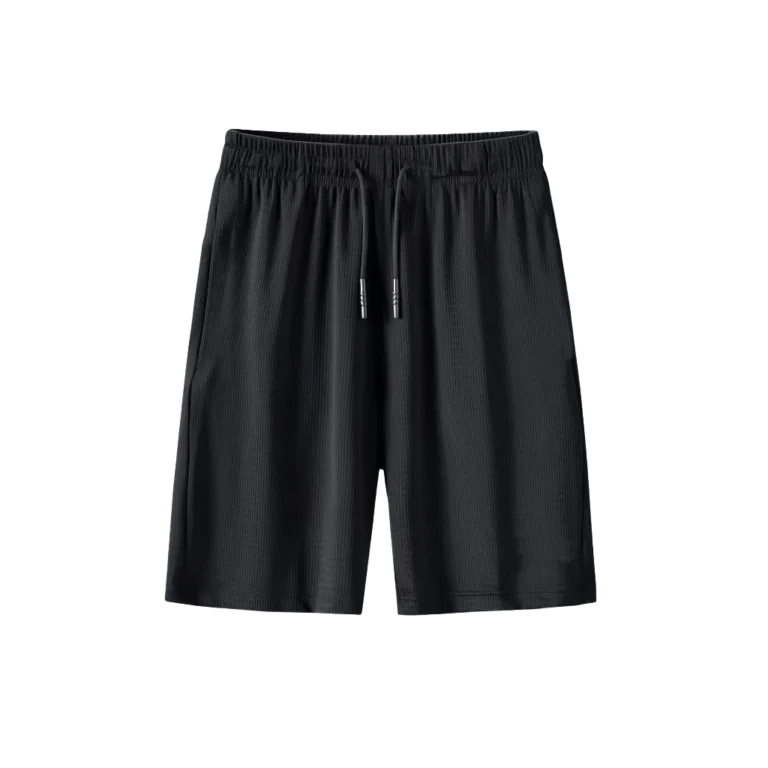 Custom-made black shorts with drawstring designed for comfort uniforms in Malaysia