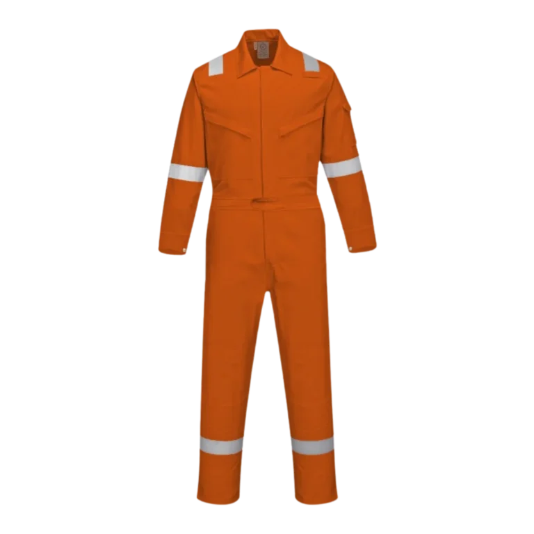 Custom-made orange coveralls with reflective stripes designed for workwear uniforms in Malaysia
