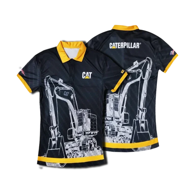 Custom-made graphic polo shirt with logo on the chest manufactured in Malaysia