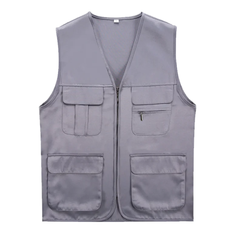 Custom-made gray vest with front pockets designed by CY Uniforms in Malaysia